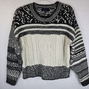 Rachel‎ Rachel Roy Womens Black White Geometric Knit Sweater Size M